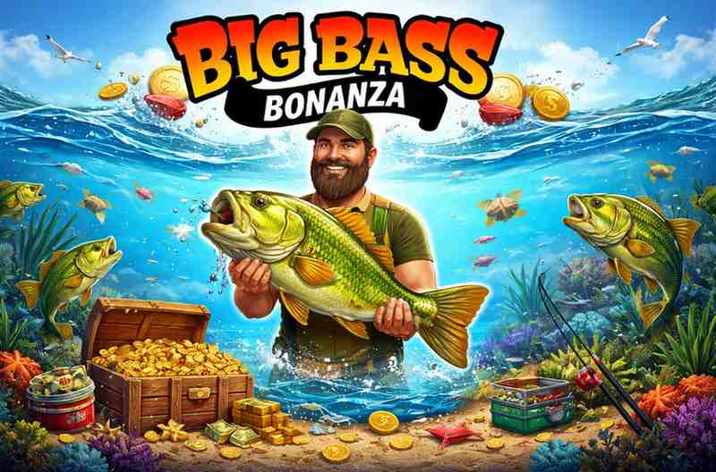 Big Bass Bonanza com tema pesca esportiva e visual danau animado